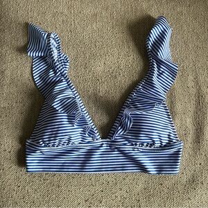 Aerie Striped Ruffle Bikini Top